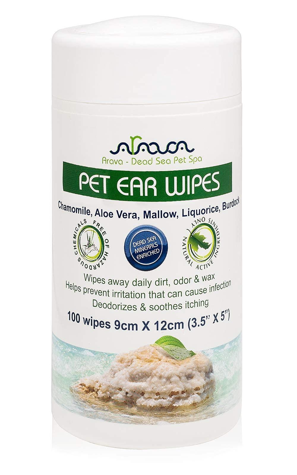 Ear Cleaner Wipes by Arava   for Dogs Cats Puppies & Kittens   100