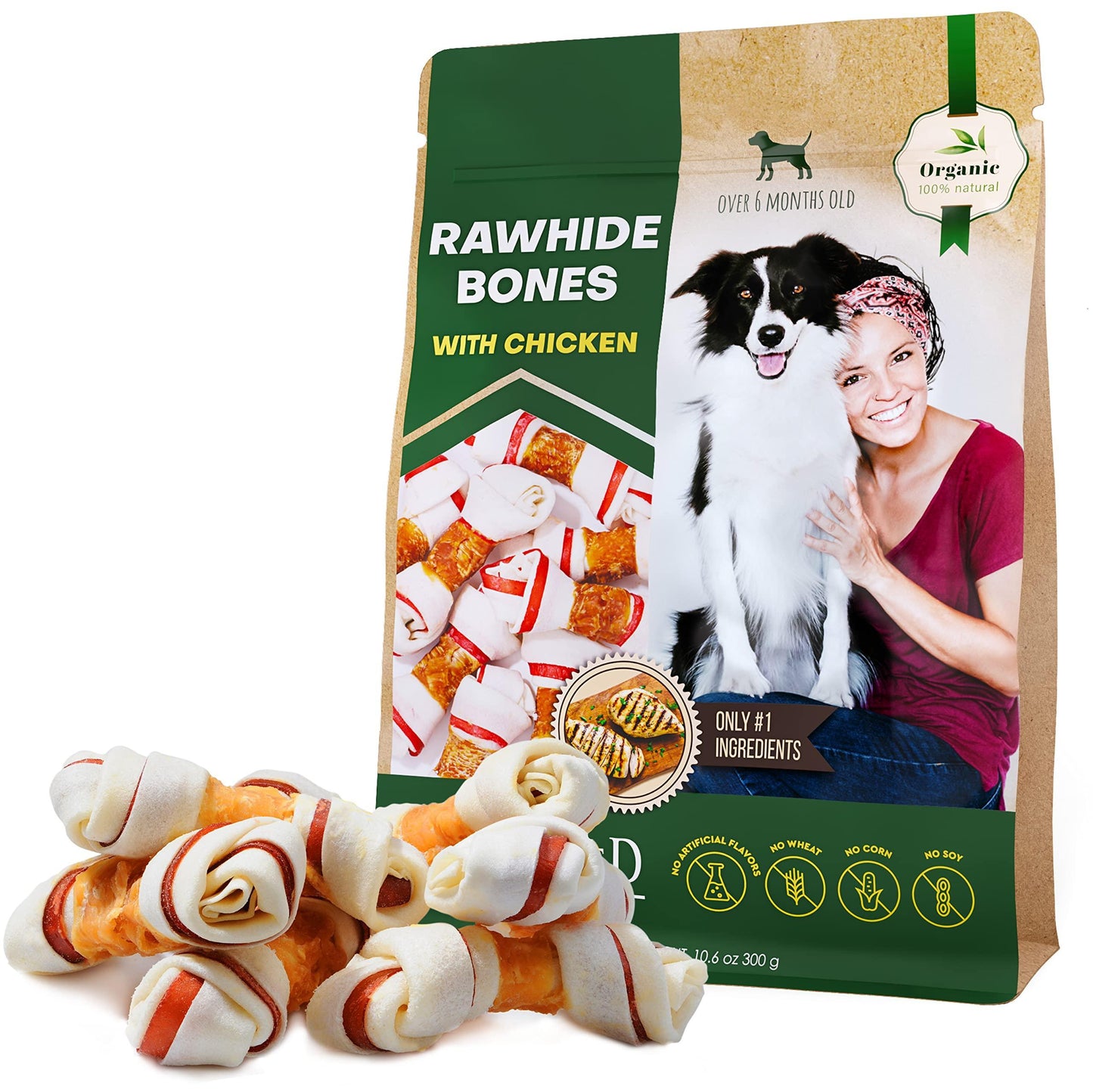 Rawhide Bones Wrapped with Real Chicken Meat – Healthy, Natural Dog Chews