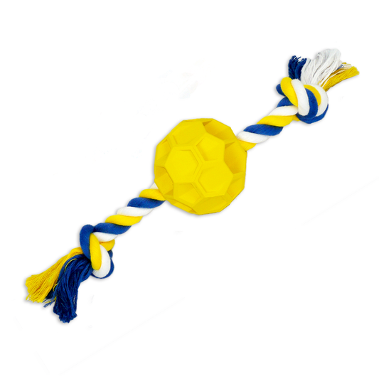 Interactive Rubber Soccer Ball with Durable Rope – The Ultimate Chew Toy for Dogs!