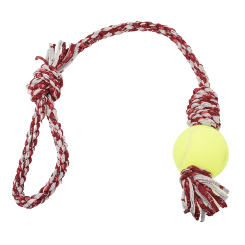 Loop/Barrel Tug Toys with Recycled Tennis Ball