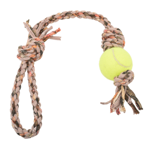 Loop/Barrel Tug Toys with Recycled Tennis Ball